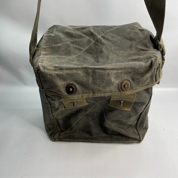 Vintage Military Control Group An/gra-6 Green Canvas Radio Bag - Picture 2 of 10